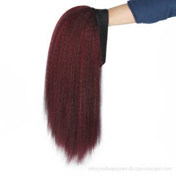 Long Kinky Straight Headband Synthetic Hair Wigs For African American Women Natural Black Afro Wig